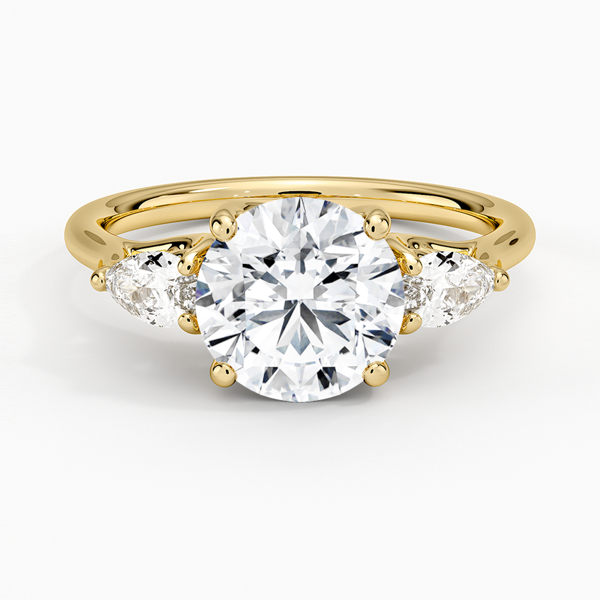 Trellis Three Stone Pear Diamond Engagement Ring