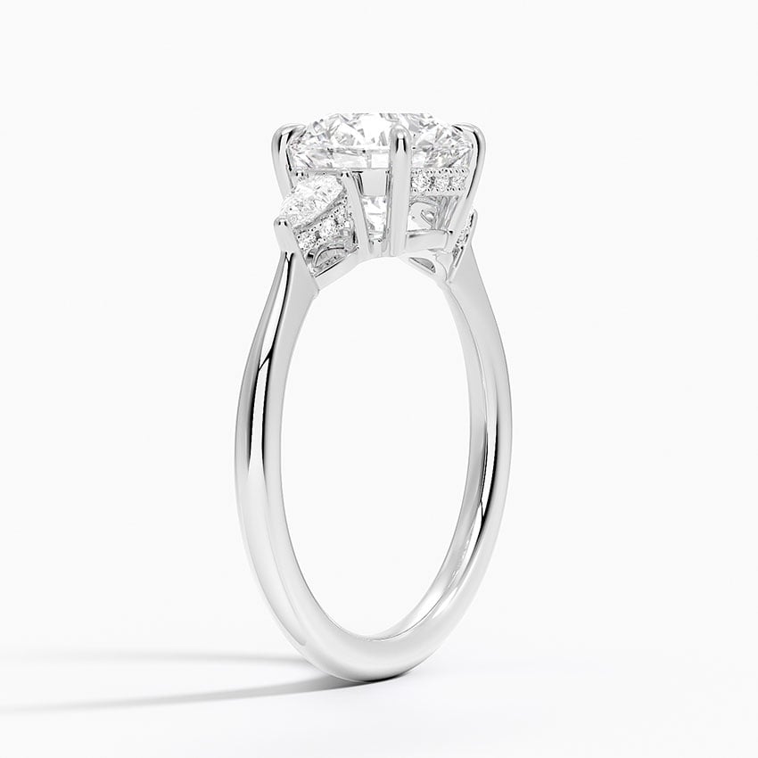 Adorned Petite Opera Three Stone Diamond Engagement Ring