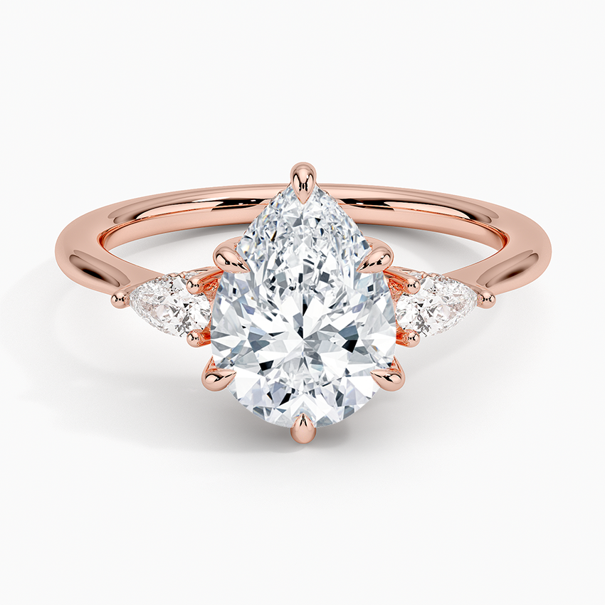 Adorned Petite Opera Three Stone Diamond Engagement Ring