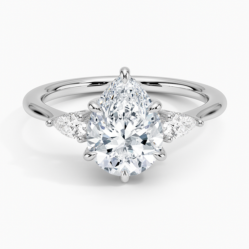 Adorned Petite Opera Three Stone Diamond Engagement Ring