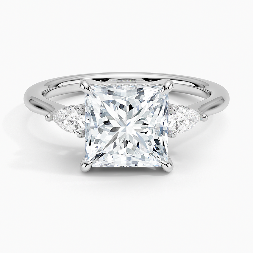 Adorned Petite Opera Three Stone Diamond Engagement Ring