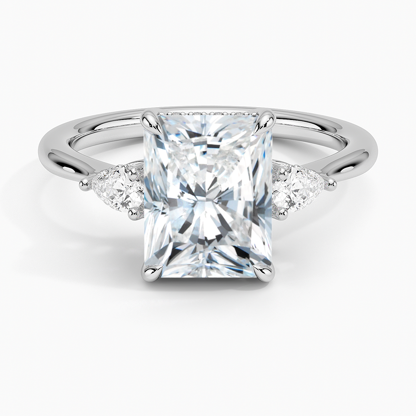 Adorned Petite Opera Three Stone Diamond Engagement Ring