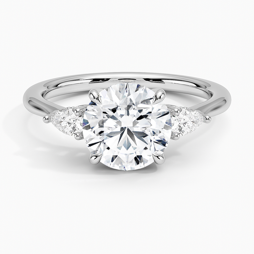 Adorned Petite Opera Three Stone Diamond Engagement Ring