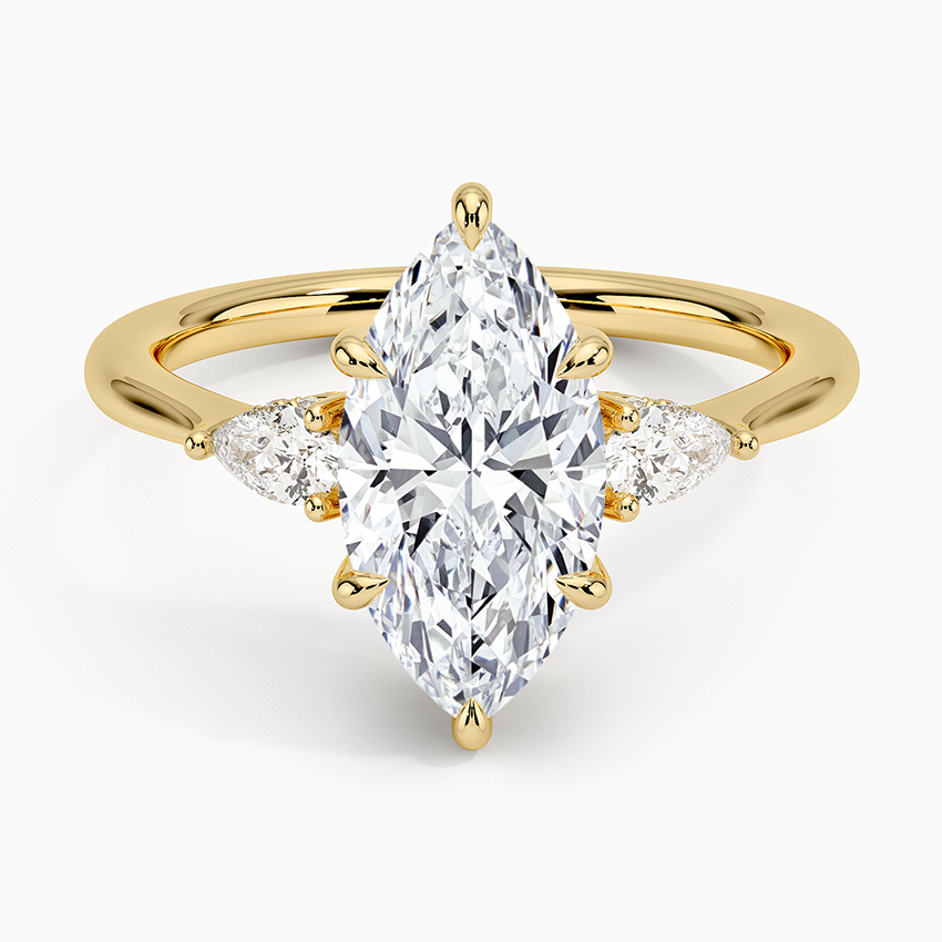 Adorned Petite Opera Three Stone Diamond Engagement Ring