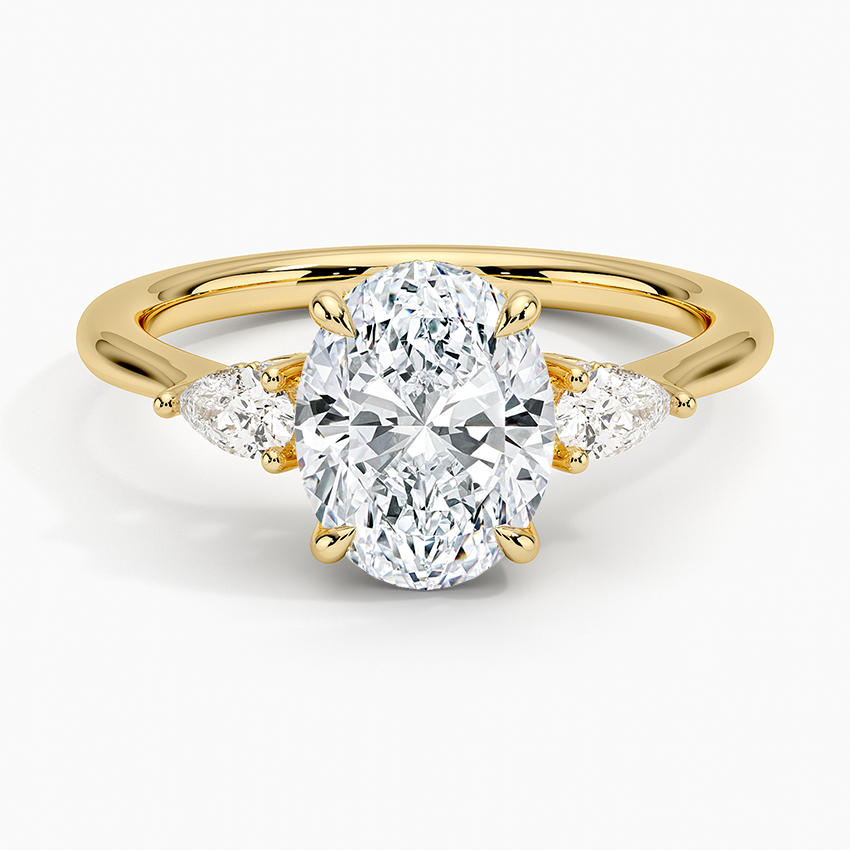 Adorned Petite Opera Three Stone Diamond Engagement Ring