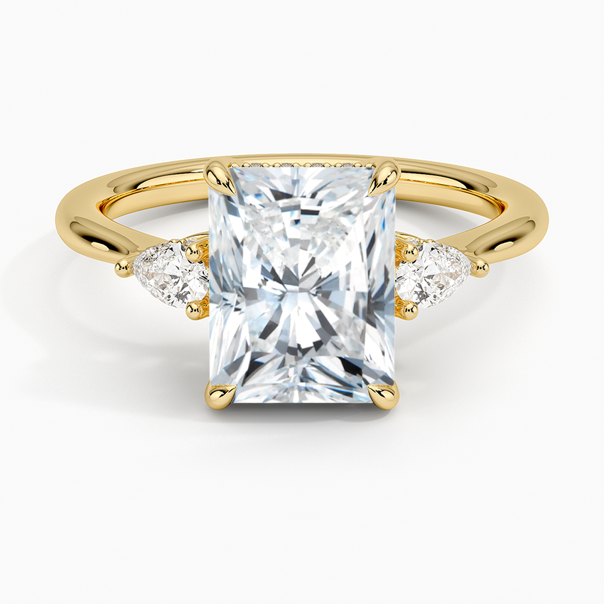 Adorned Petite Opera Three Stone Diamond Engagement Ring