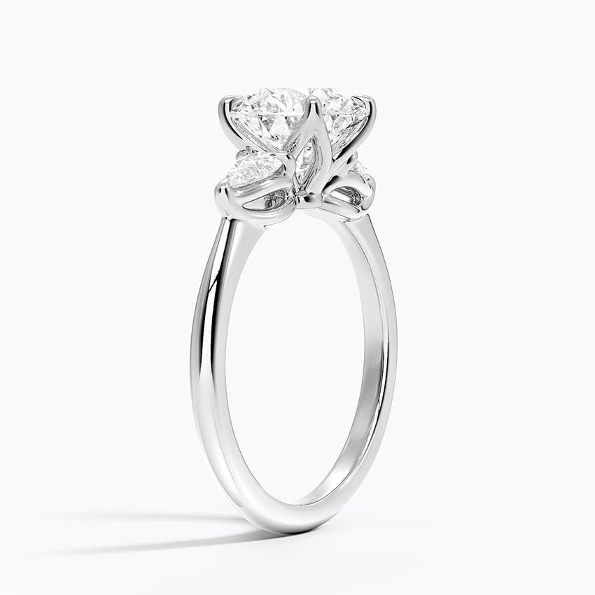 Fleur Three Stone Diamond Engagement Ring