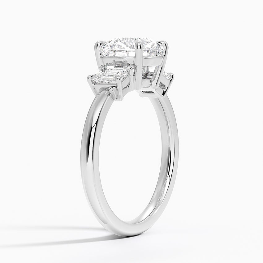 Rhiannon Emerald Cut Three Stone Diamond Engagement Ring