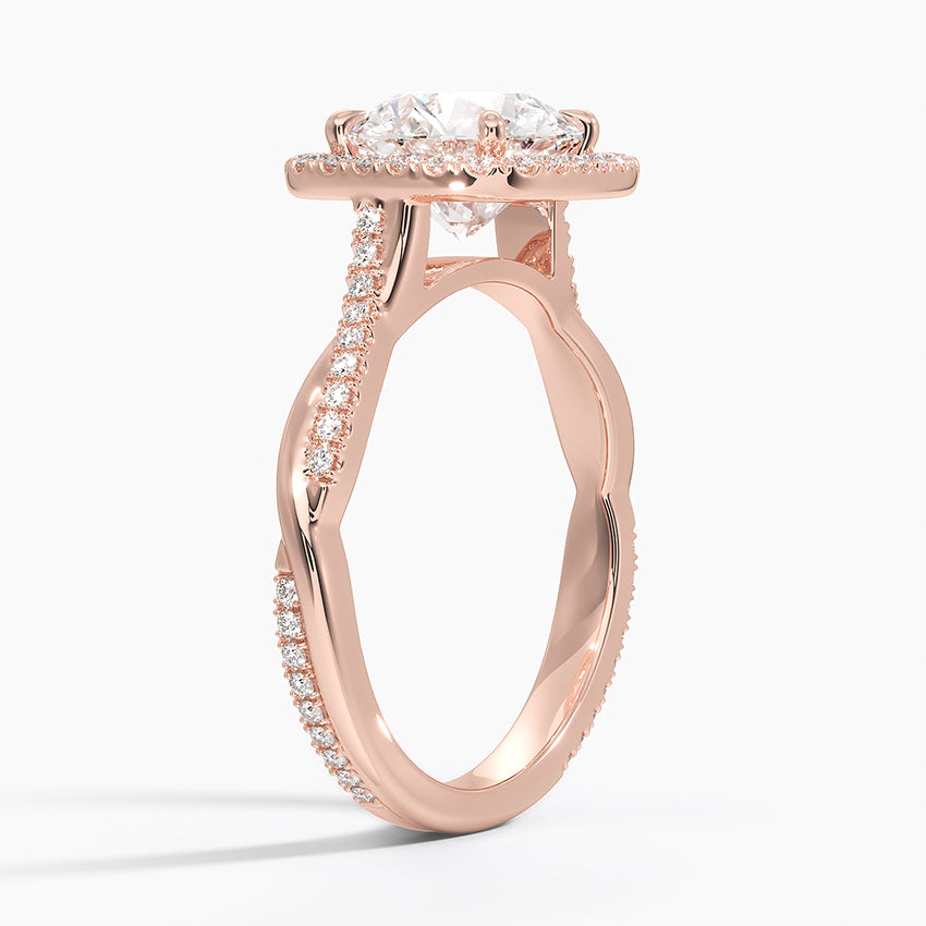 Petite Twisted Vine Halo Diamond Engagement Ring