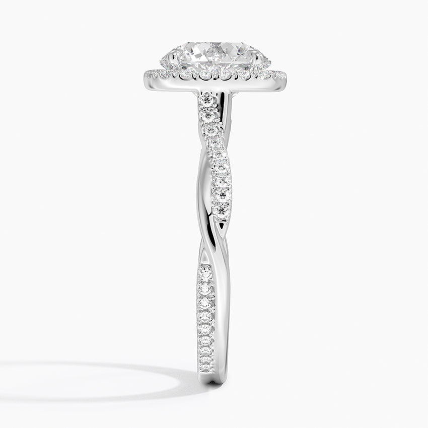 Petite Twisted Vine Halo Diamond Engagement Ring