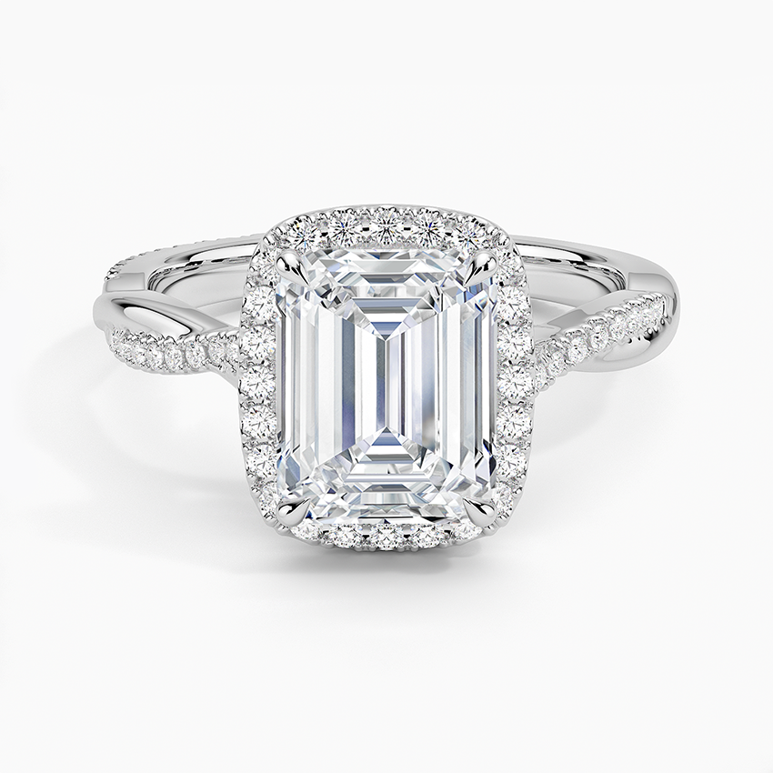 Petite Twisted Vine Halo Diamond Engagement Ring