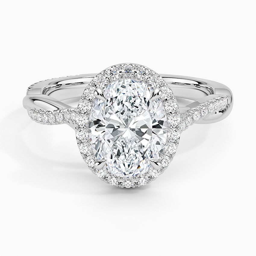 Petite Twisted Vine Halo Diamond Engagement Ring