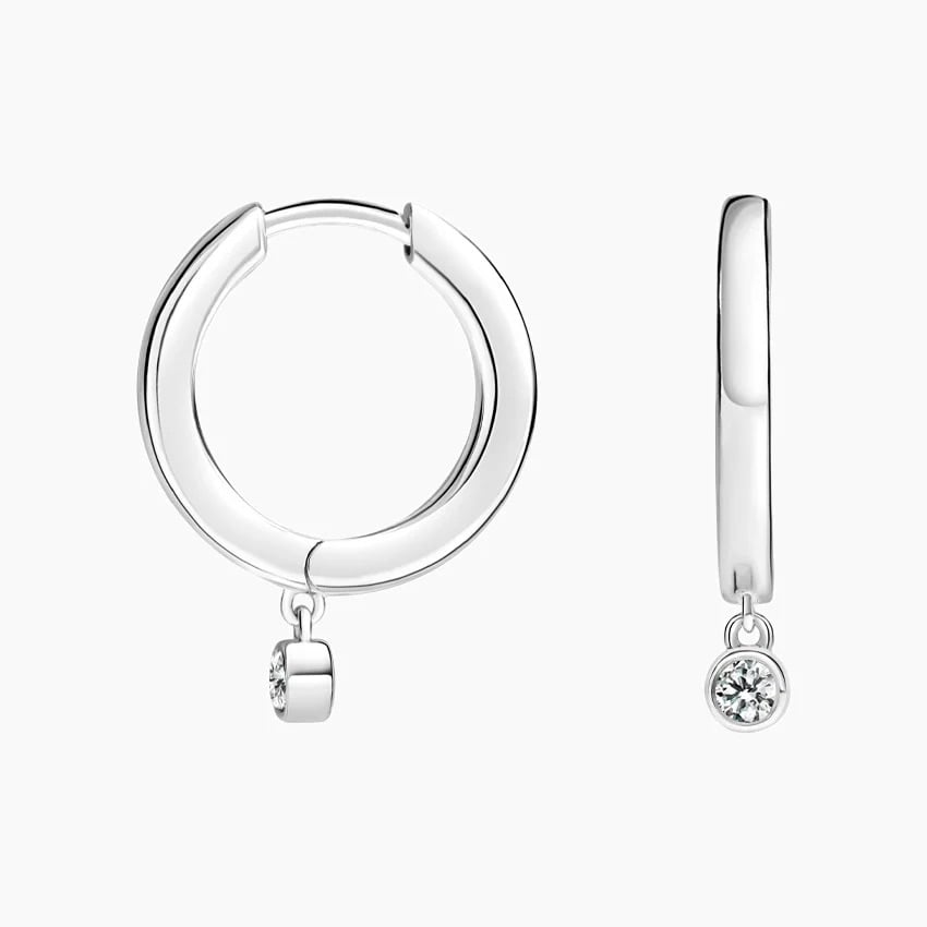 Diamond Drop Huggie Earrings