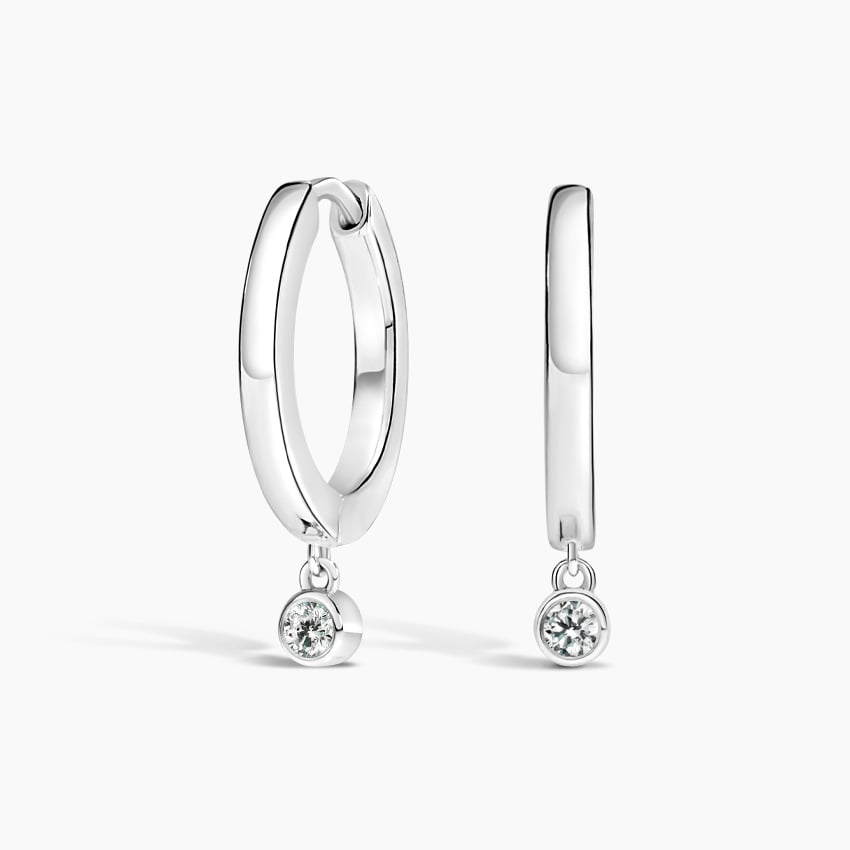 Diamond Drop Huggie Earrings