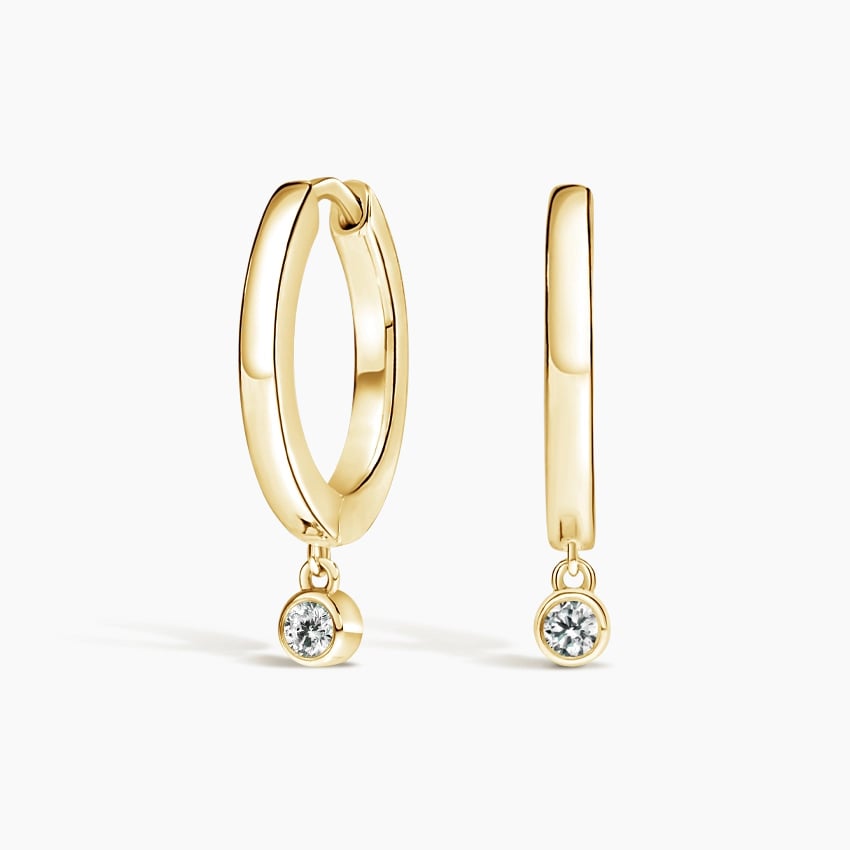 Diamond Drop Huggie Earrings