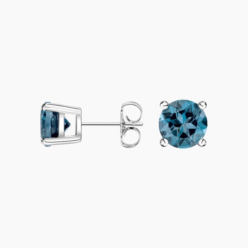 Solitaire London Blue Topaz Stud Earrings