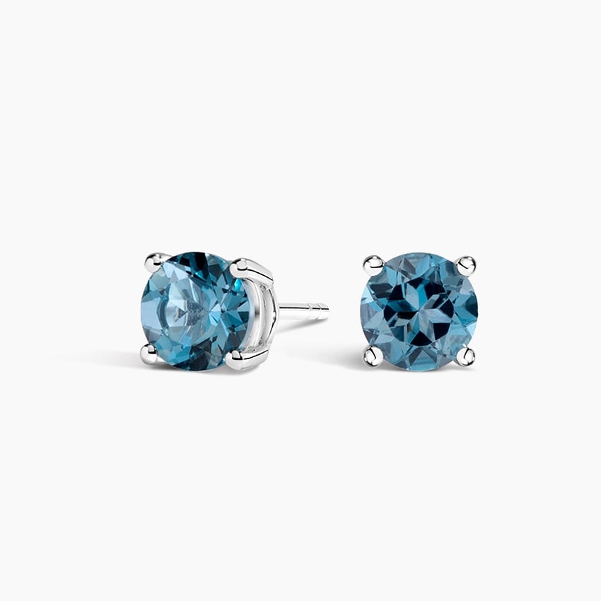 Solitaire London Blue Topaz Stud Earrings