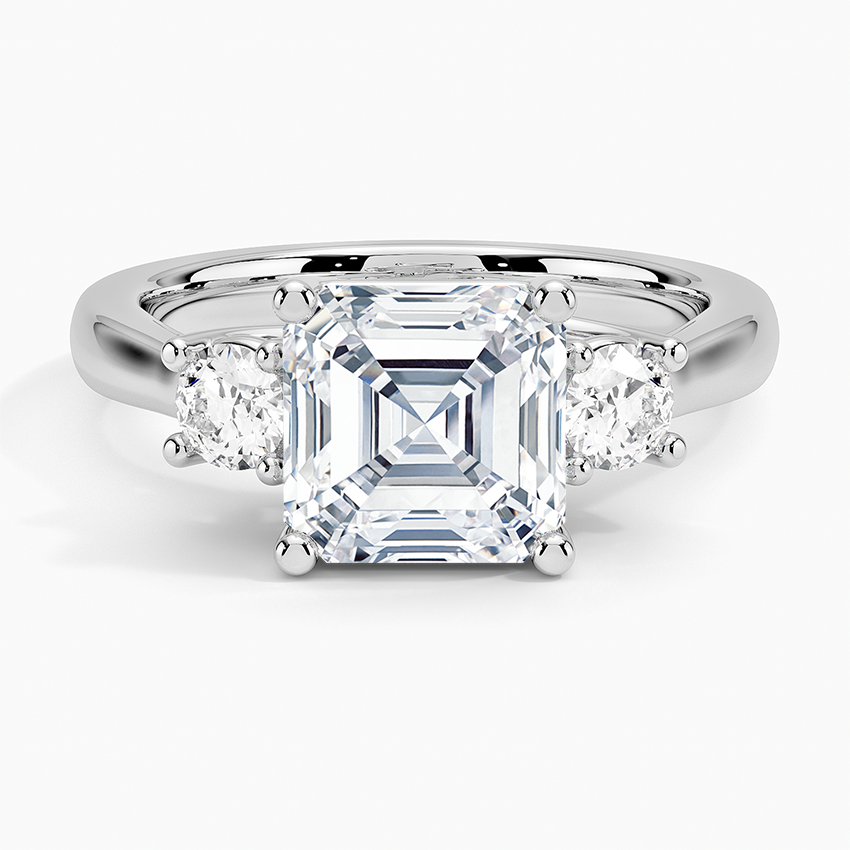 Petite Three Stone Trellis Diamond Engagement Ring