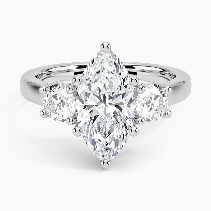 Petite Three Stone Trellis Diamond Engagement Ring