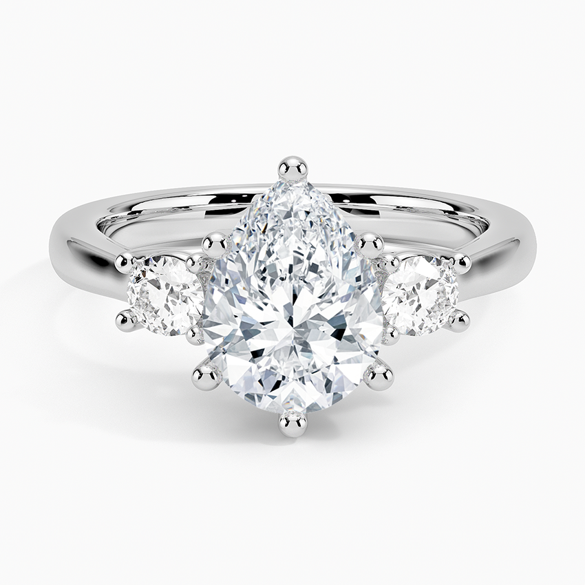 Petite Three Stone Trellis Diamond Engagement Ring