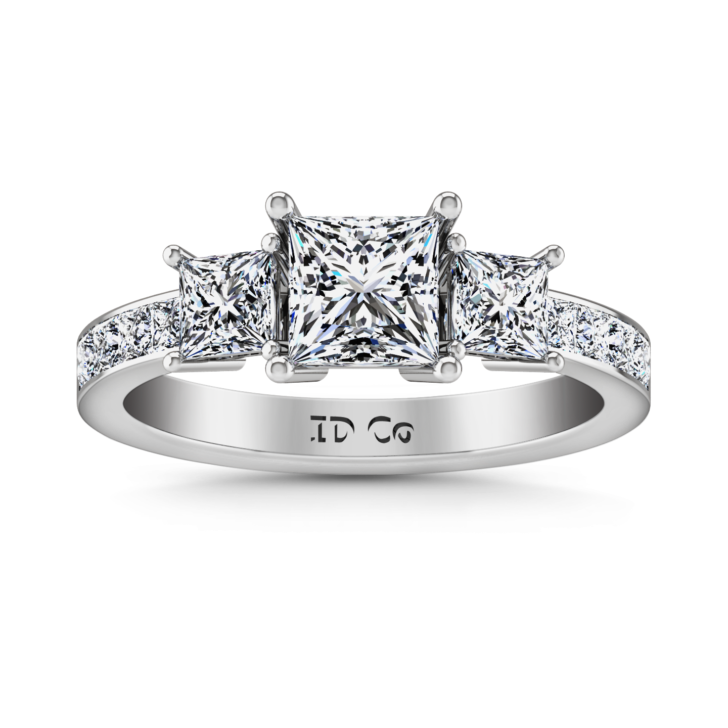 Three Stone Princess Cut Engagement Ring Rebecca