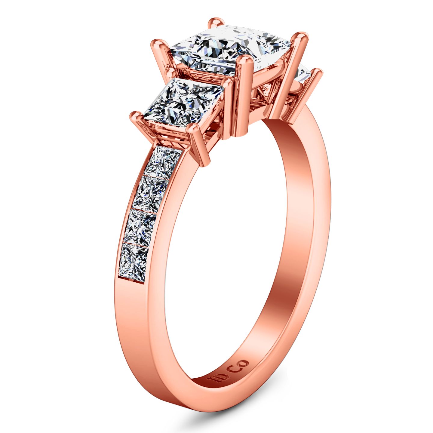 Three Stone Princess Cut Engagement Ring Rebecca