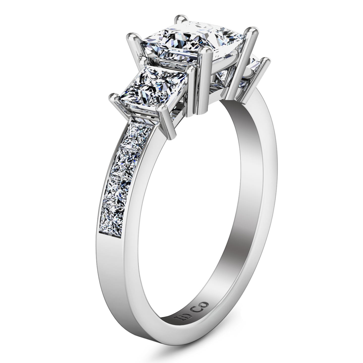 Three Stone Princess Cut Engagement Ring Rebecca