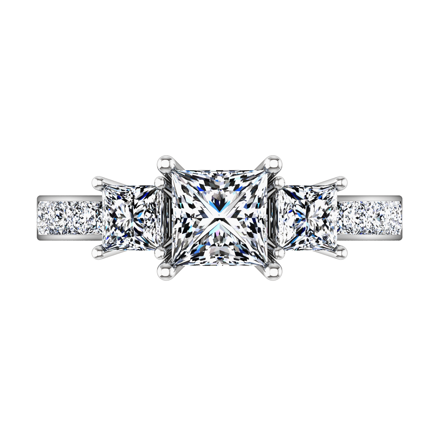 Three Stone Princess Cut Engagement Ring Rebecca