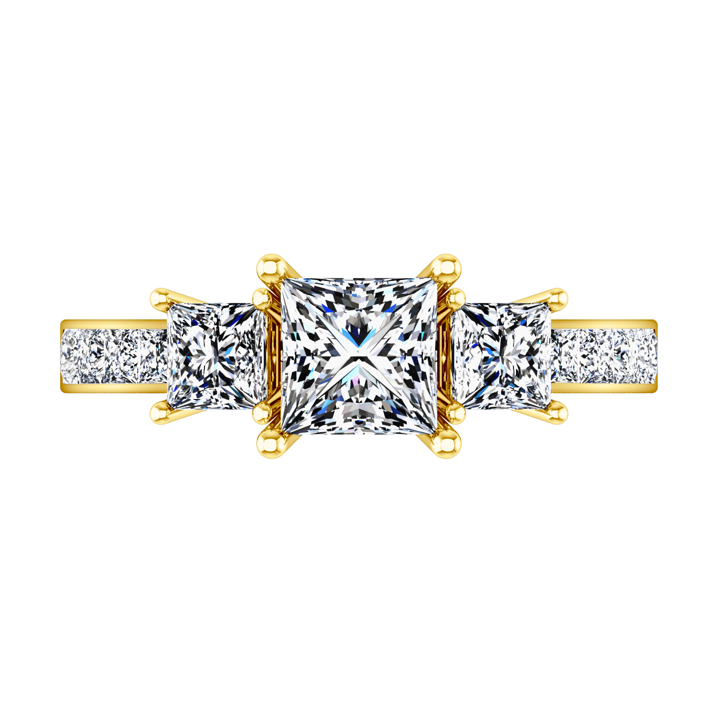 Three Stone Princess Cut Engagement Ring Rebecca