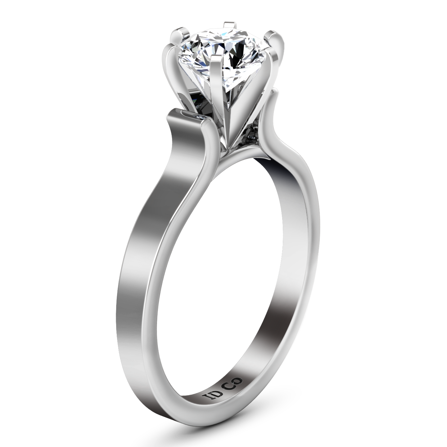 Solitaire Engagement Ring Curved Shoulder