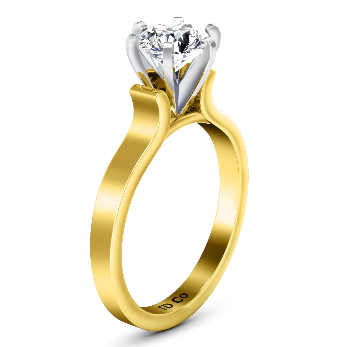 Solitaire Engagement Ring Curved Shoulder